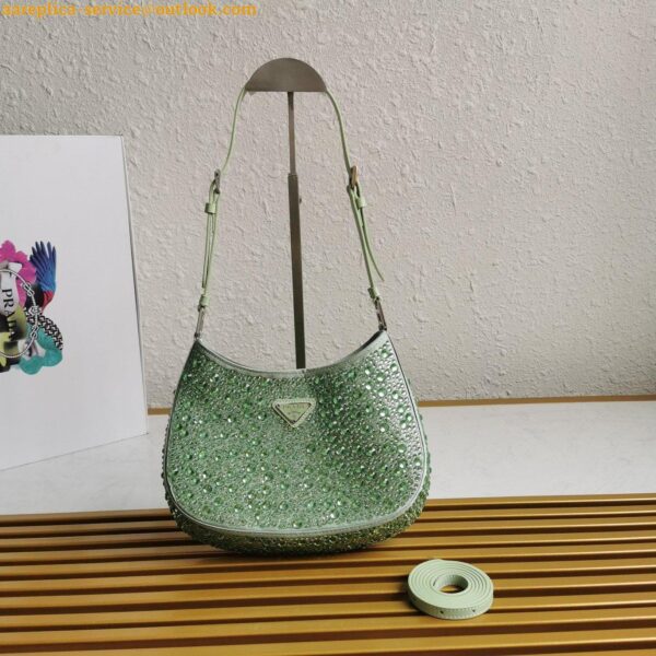 Replica Prada Cleo Bag In Aqua Satin with Cystal Appliques 8