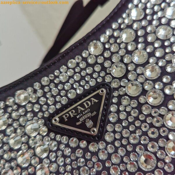 Replica Prada Cleo Bag In Black Satin with Cystal Appliques 7