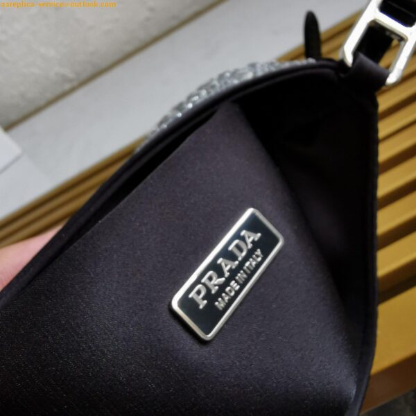 Replica Prada Cleo Bag In Black Satin with Cystal Appliques 9