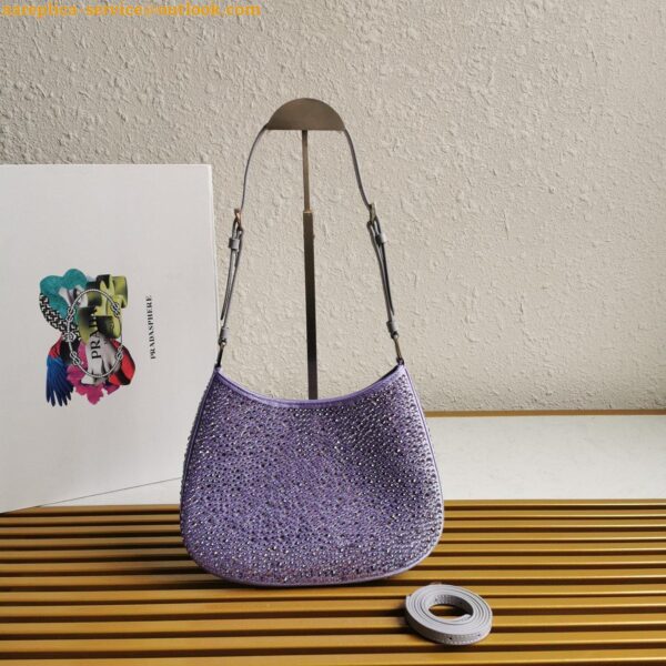 Replica Prada Cleo Bag In Wisteria Satin with Cystal Appliques 6