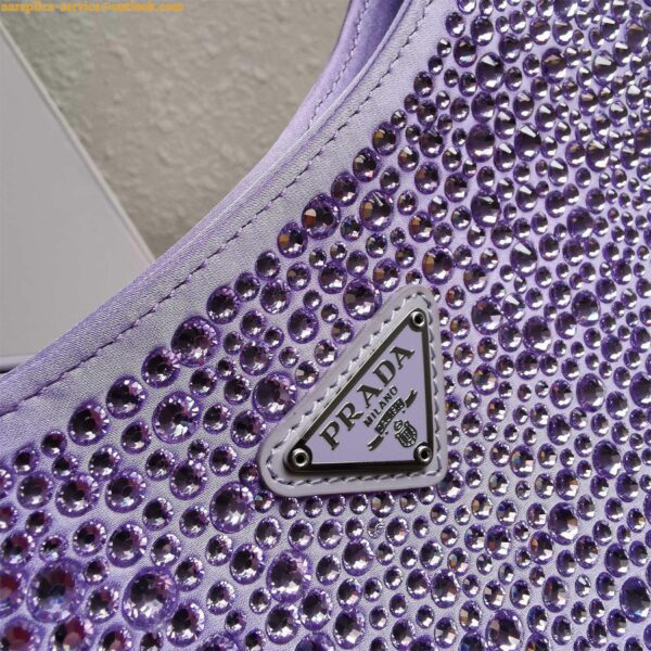 Replica Prada Cleo Bag In Wisteria Satin with Cystal Appliques 8