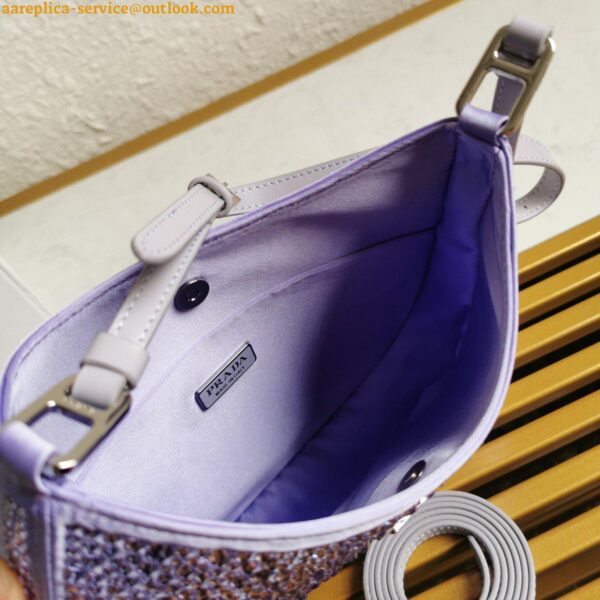 Replica Prada Cleo Bag In Wisteria Satin with Cystal Appliques 10