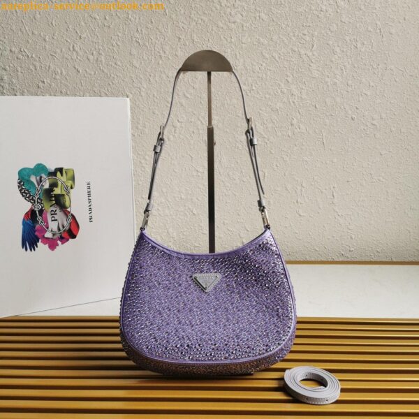 Replica Prada Cleo Bag In Wisteria Satin with Cystal Appliques 11