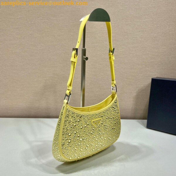 Replica Prada Cleo Bag In Yellow Satin with Cystal Appliques 6