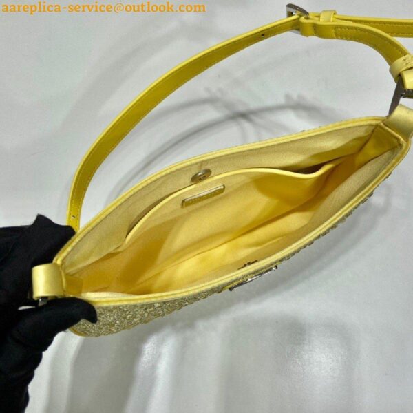 Replica Prada Cleo Bag In Yellow Satin with Cystal Appliques 10