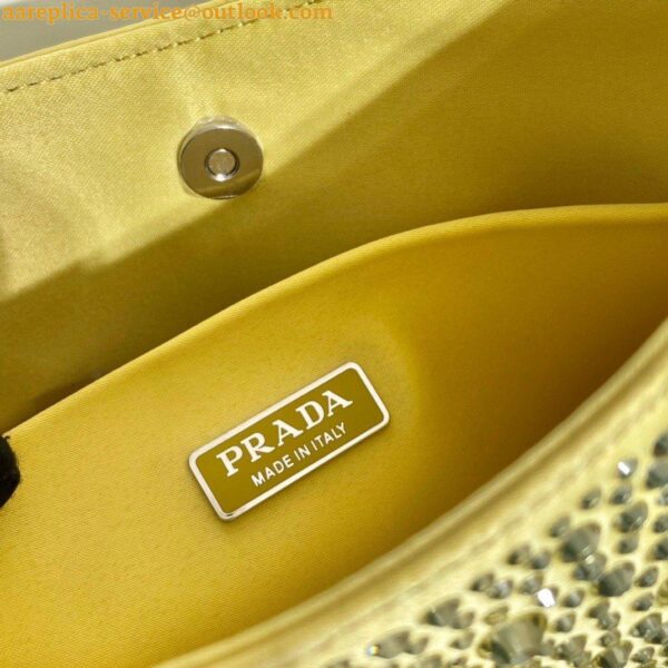 Replica Prada Cleo Bag In Yellow Satin with Cystal Appliques 11