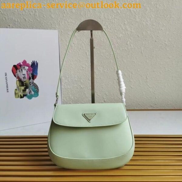 Replica Prada Cleo Flap Bag In Aqua Brushed Leather 8