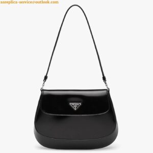 Replica Prada Cleo Flap Bag In Black Brushed Leather