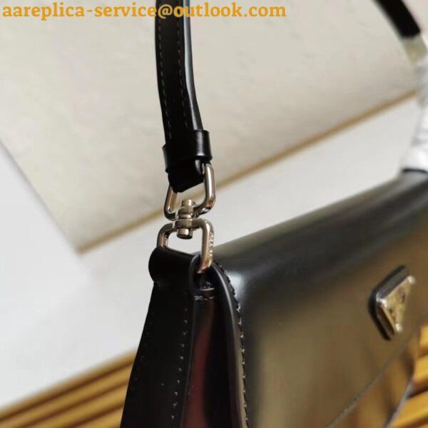 Replica Prada Cleo Flap Bag In Black Brushed Leather 5