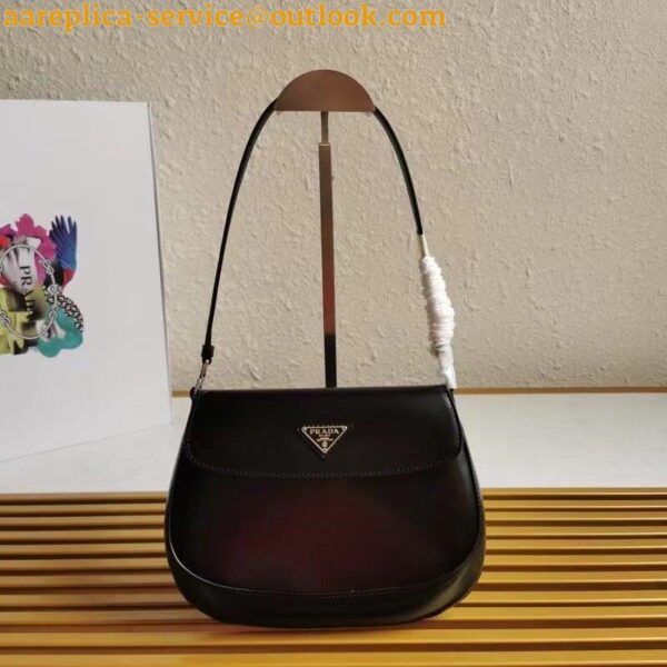 Replica Prada Cleo Flap Bag In Black Brushed Leather 7