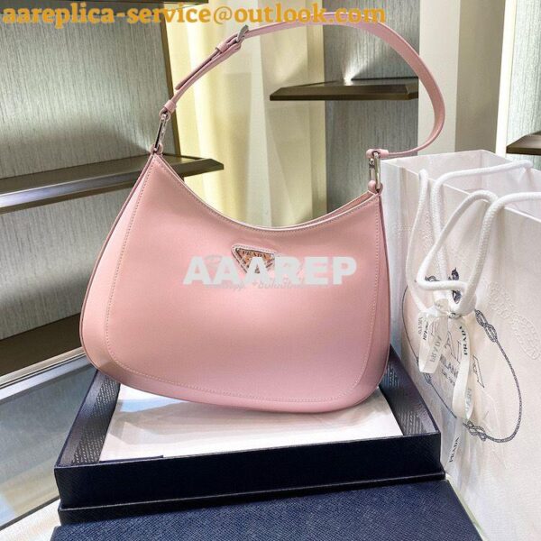 Replica Prada Cleo Brushed Leather Shoulder Bag 1BC156 Alabaster Pink 3
