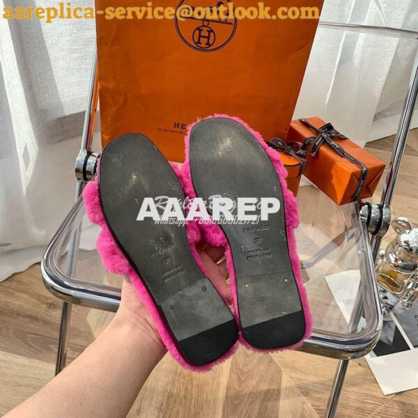 Replica Hermes Oran Sandals in Woolskin H212178Z Teddy Slides 20