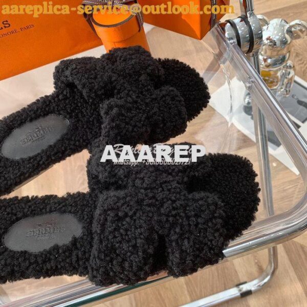 Replica Hermes Oran Sandals in Woolskin H212178Z Teddy Slides 24