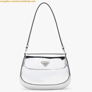 Replica Prada Cleo Flap Bag In Silver Brushed Leather