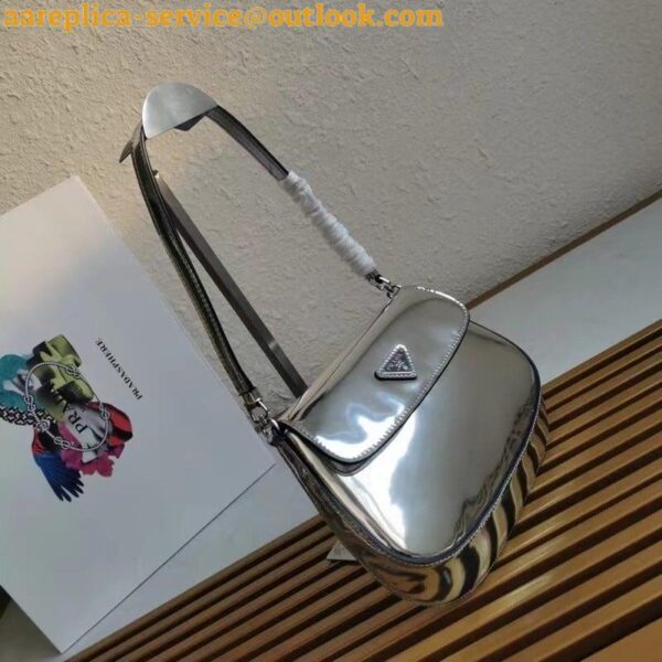 Replica Prada Cleo Flap Bag In Silver Brushed Leather 8