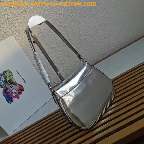 Replica Prada Cleo Flap Bag In Silver Brushed Leather 9