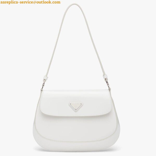 Replica Prada Cleo Flap Bag In White Brushed Leather 3