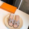 Replica Hermes Oran Sandals with Crystals in Grey