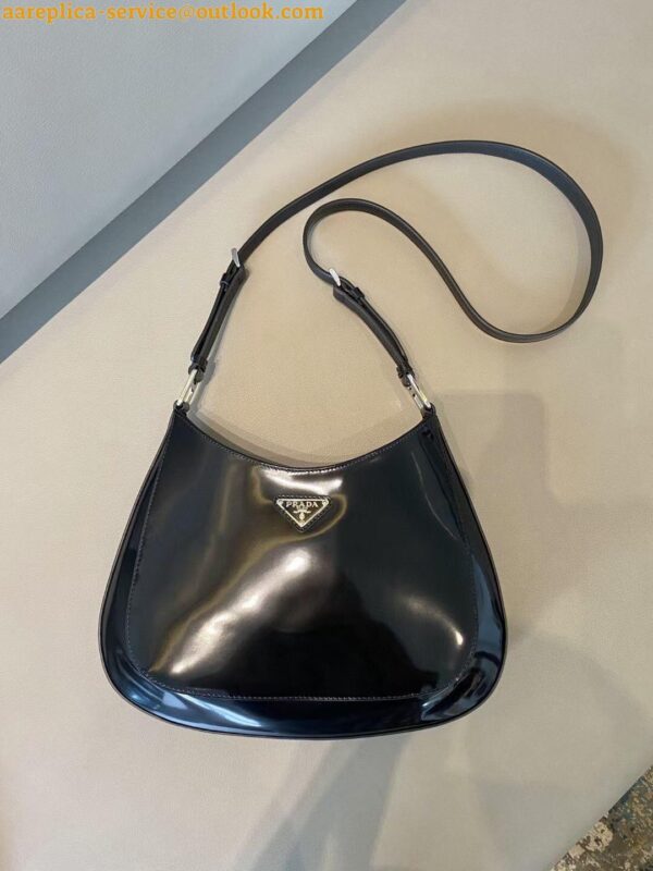 Replica Prada Cleo Large Bag In Black Brushed Leather 12