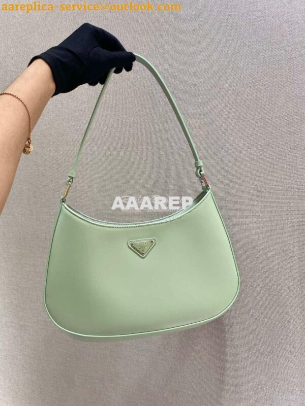 Replica Prada Cleo Brushed Leather Shoulder Bag 1BC499 Green 3