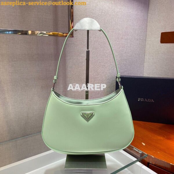 Replica Prada Cleo Brushed Leather Shoulder Bag 1BC499 Green 4
