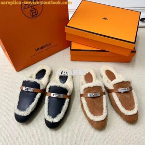 Replica Hermes OZ Mule calfskin and shearling H232124Z