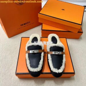 Replica Hermes OZ Mule calfskin and shearling H232124Z 2