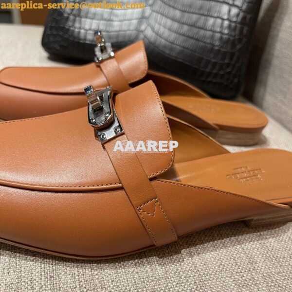 Replica Hermes OZ Mule in calfskin H212296Z Brown 5