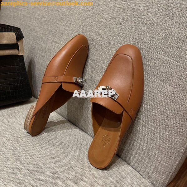 Replica Hermes OZ Mule in calfskin H212296Z Brown 9