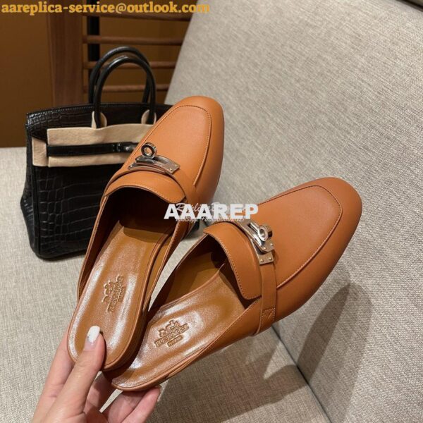 Replica Hermes OZ Mule in calfskin H212296Z Brown 10