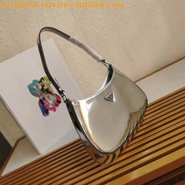 Replica Prada Cleo Small Bag In Silver Brushed Leather 9