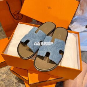 Replica Hermes Izmir Sandals Denim Blue H181403