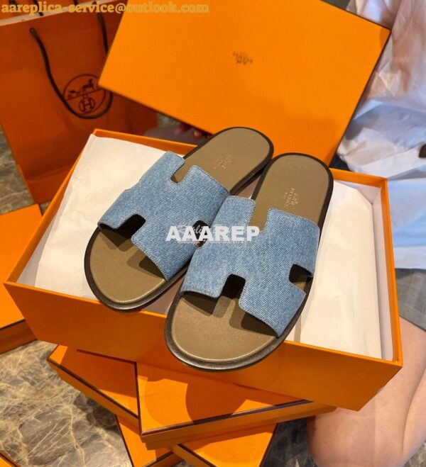 Replica Hermes Izmir Sandals Denim Blue H181403 3