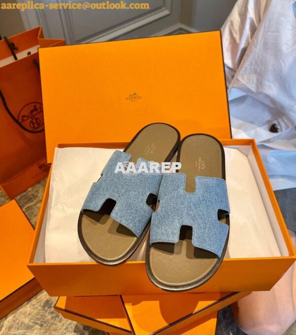 Replica Hermes Izmir Sandals Denim Blue H181403 4