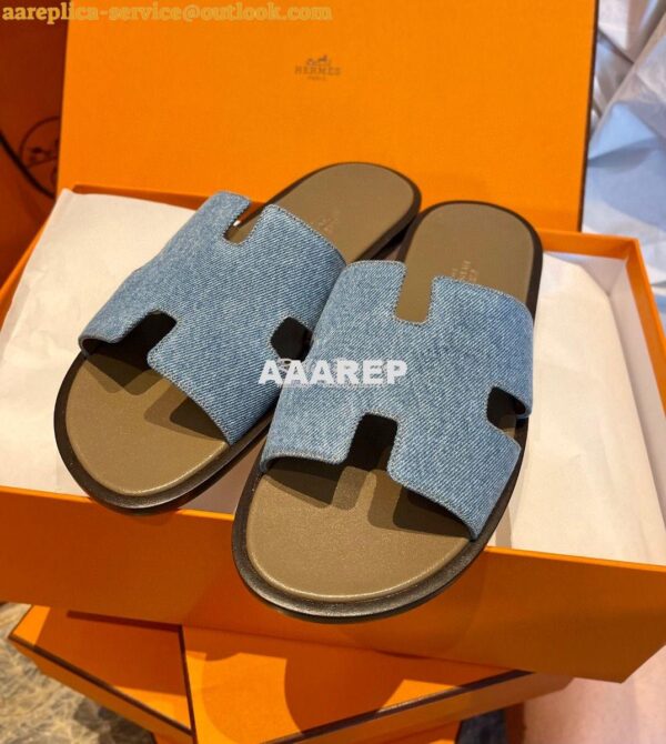 Replica Hermes Izmir Sandals Denim Blue H181403 5