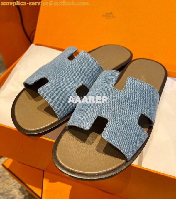 Replica Hermes Izmir Sandals Denim Blue H181403 6