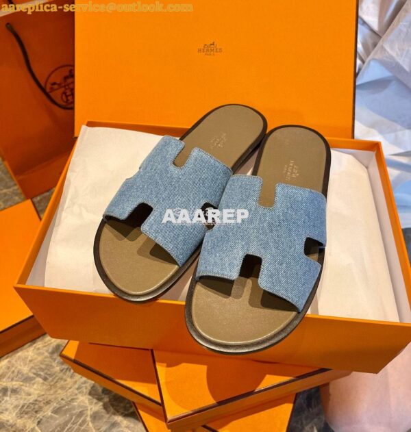 Replica Hermes Izmir Sandals Denim Blue H181403 7