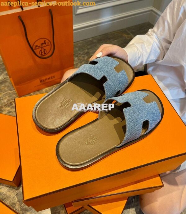 Replica Hermes Izmir Sandals Denim Blue H181403 8