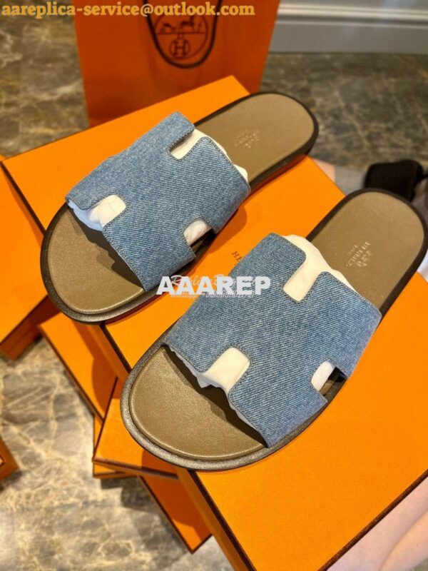 Replica Hermes Izmir Sandals Denim Blue H181403 9