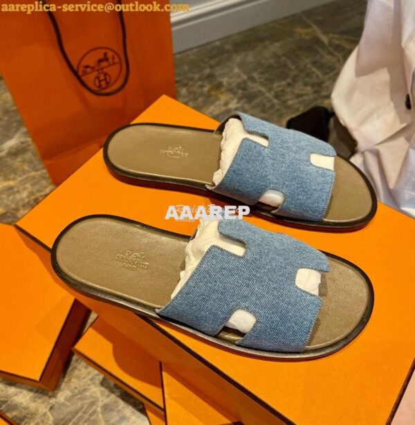 Replica Hermes Izmir Sandals Denim Blue H181403 11