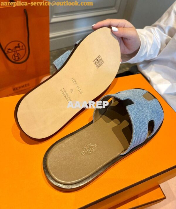 Replica Hermes Izmir Sandals Denim Blue H181403 12