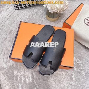 Replica Hermes Izmir Sandals in Epsom Calfskin H181403 Black