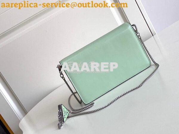 Replica Prada Brushed Leather Shoulder Bag 1BD307 Aqua 9