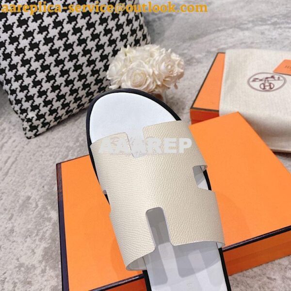 Replica Hermes Izmir Sandals in Epsom Calfskin H181403 Craie Blanc 8