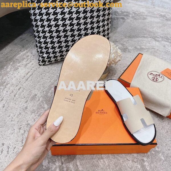 Replica Hermes Izmir Sandals in Epsom Calfskin H181403 Craie Blanc 10