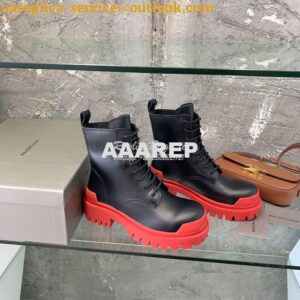 Replica Balenciaga Women's Strike 20mm Lace-up Boot In Black/ Red 5909 2