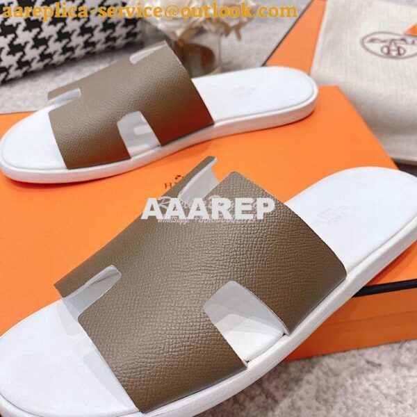 Replica Hermes Izmir Sandals in Epsom Calfskin H181403 Etude Blanc 10