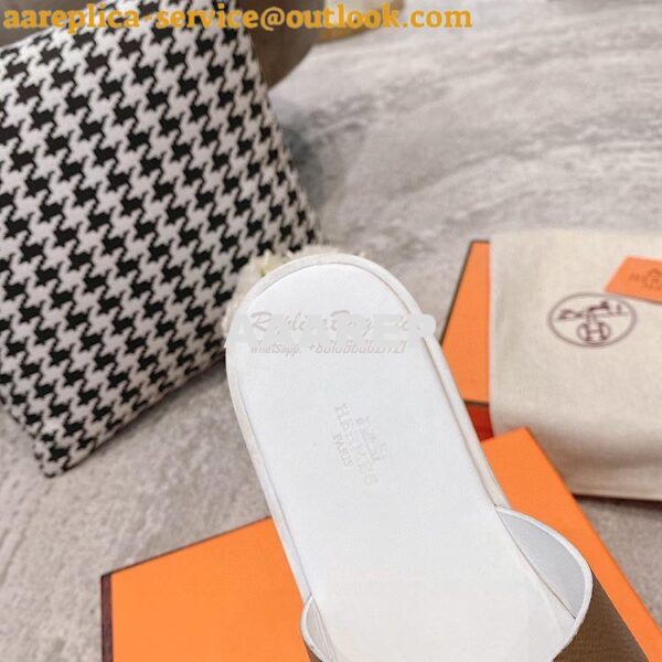 Replica Hermes Izmir Sandals in Epsom Calfskin H181403 Etude Blanc 11