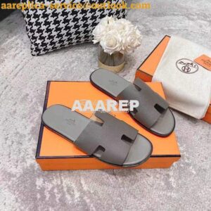 Replica Hermes Izmir Sandals in Epsom Calfskin H181403 Grey 2