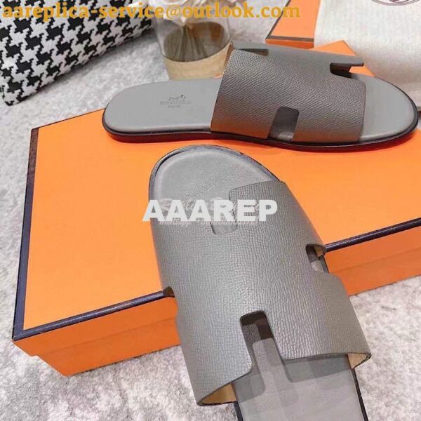 Replica Hermes Izmir Sandals in Epsom Calfskin H181403 Grey 9